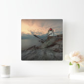 Sunset at Castle Hill Lighthouse Vierkante Klok (Huis)