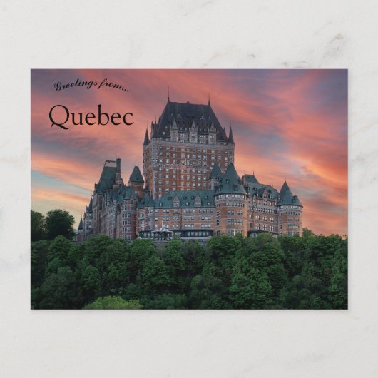 Sunset at Chateau Frontenac Quebec Canada Briefkaart (Voorkant)