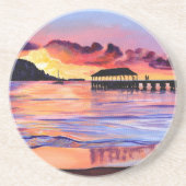 Sunset at Hanalei Pier Zandsteen Onderzetter (Voorkant)