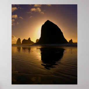 SUNSET at HAYSTACK ROCK - CANNON BEACH OREGON Poster
