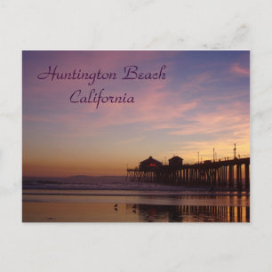 Sunset at Huntington Beach Pier, Californië Briefkaart