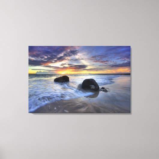 Sunset at Kedonganan Beach Canvas Afdruk (Voorkant)