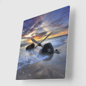 Sunset at Kedonganan Beach Vierkante Klok (Hoek)