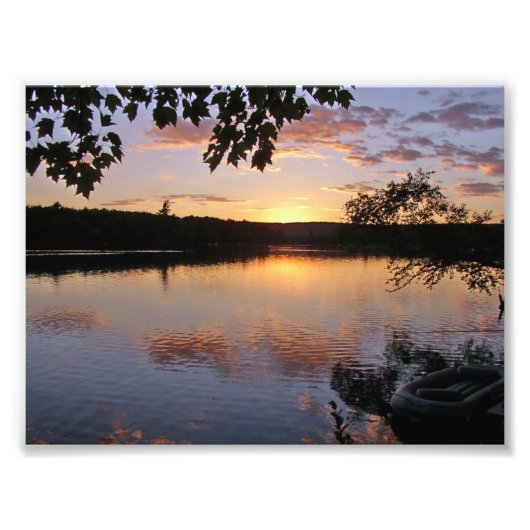 Sunset at Lake Saint George, Maine Foto Afdruk (Voorkant)