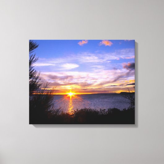 Sunset at Lake Taupo Canvas Afdruk (Voorkant)