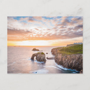 Sunset at Lands End in Cornwall England Briefkaart