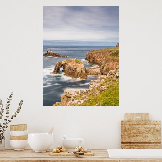 Sunset at Lands End in Cornwall England Poster (Keuken)