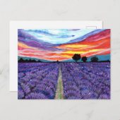 Sunset at Lavender Field Briefkaart (Voorkant / Achterkant)