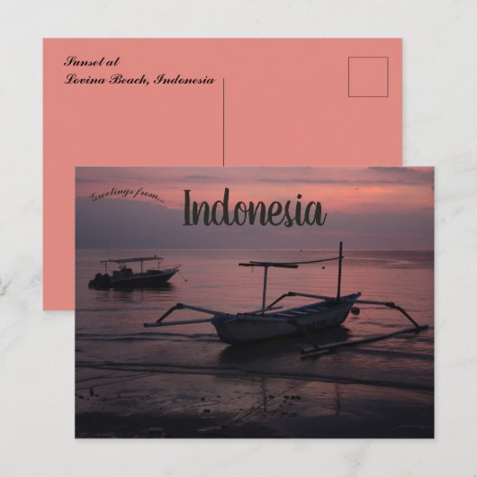 Sunset at Lovina Beach in Indonesië Briefkaart (Voorkant / Achterkant)