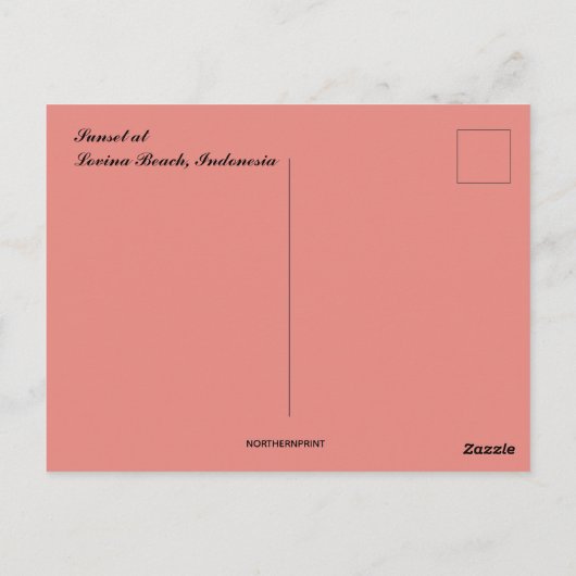 Sunset at Lovina Beach in Indonesië Briefkaart (Achterkant)