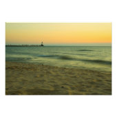 Sunset at Ludington Light Foto Afdruk (Voorkant)