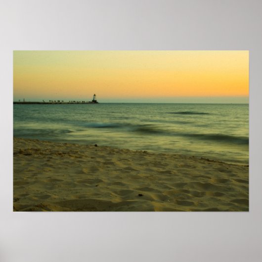 Sunset at Ludington Light Poster (Voorkant)
