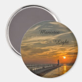 Sunset at Manistee North Pierhead Lighthouse Magneet (Voorkant / Achterkant)