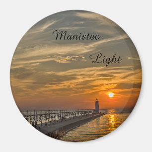 Sunset at Manistee North Pierhead Lighthouse Magneet