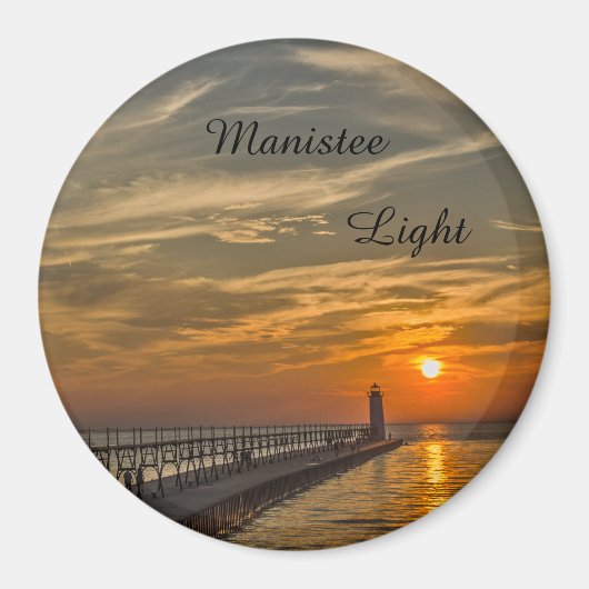 Sunset at Manistee North Pierhead Lighthouse Magneet (Voorkant)