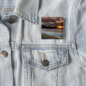 Sunset at Monastery Beach, Carmel, California, Vierkante Button 5,1 Cm (In situ)