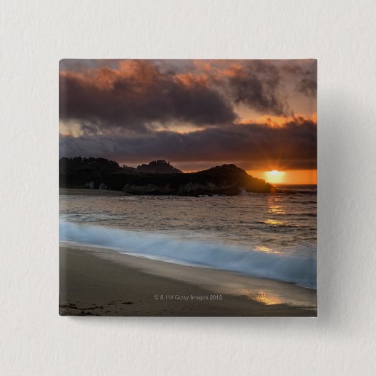 Sunset at Monastery Beach, Carmel, California, Vierkante Button 5,1 Cm (Voorkant)
