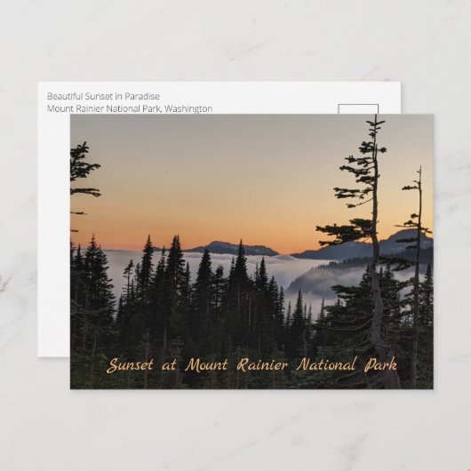 Sunset at Mount Rainier Postard Briefkaart (Voorkant / Achterkant)