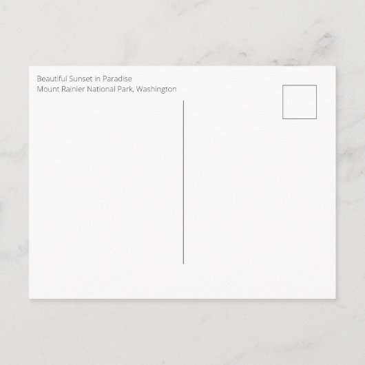 Sunset at Mount Rainier Postard Briefkaart (Achterkant)