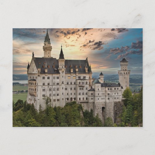 Sunset at Neuschwanstein Castle, Germany Beieren Briefkaart (Voorkant)
