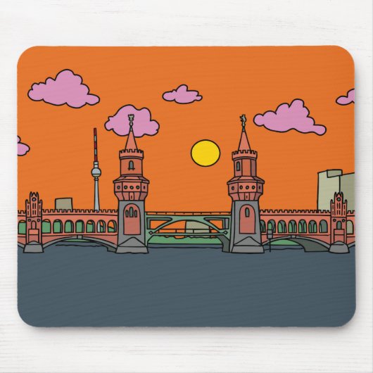 Sunset at Oberbaum Bridge in Berlijn Muismat (Voorkant)