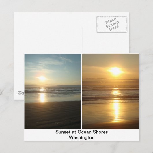 Sunset at Ocean Shores Washington Briefkaart (Voorkant / Achterkant)