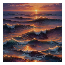 sunset at ocean wall art perfect poster