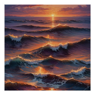 sunset at ocean wall art perfect poster