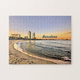 Sunset at Olympic Port of Barcelona, Spain Legpuzzel