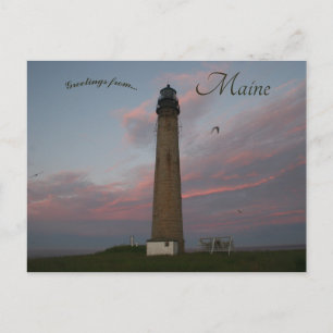 Sunset at Petit Manan Light Maine Briefkaart
