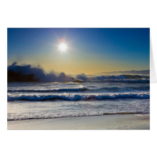 Sunset at Santa Monica strand, grote golven