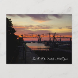 Sunset at Soo Locks Briefkaart