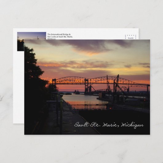 Sunset at Soo Locks Briefkaart (Voorkant / Achterkant)