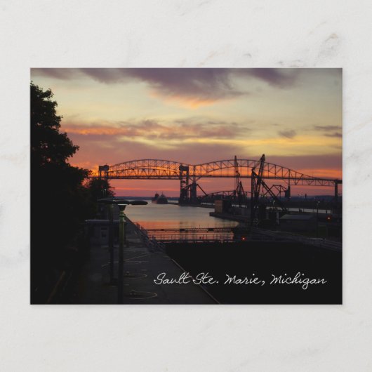 Sunset at Soo Locks Briefkaart (Voorkant)