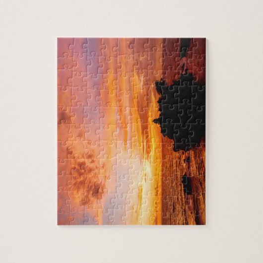 Sunset at Tanah Lot tempel. Bali-eiland, Indonesië Legpuzzel (Verticaal)