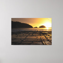 Sunset at Tessellated Pavement Tasmania Australië Canvas Afdruk