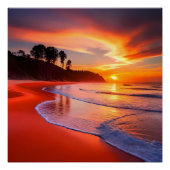 Sunset at the Beach, AI; Perfect Poster (Voorkant)