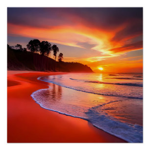 Sunset at the Beach, AI; Perfect Poster
