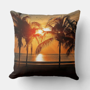 Sunset at the Beach, Tropical Landscape, Throw Pil Kussen