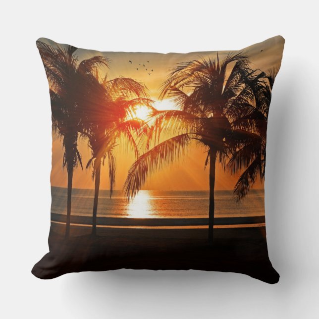 Sunset at the Beach, Tropical Landscape, Throw Pil Kussen (Voorkant)