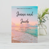 Sunset at the Beach Wedding Invitation Kaart (Staand voorkant)