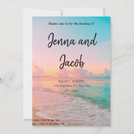 Sunset at the Beach Wedding Invitation Kaart