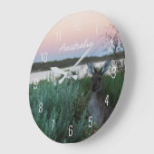 Sunset at the Lake, Pink Sky & Kangaroo Landscape Grote Klok (Hoek)