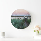 Sunset at the Lake, Pink Sky & Kangaroo Landscape Grote Klok (Huis)