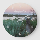 Sunset at the Lake, Pink Sky & Kangaroo Landscape Grote Klok (Voorkant)