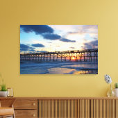 Sunset at the Oak Island, North Carolina Pier Canvas Afdruk (Insitu (Woonkamer))