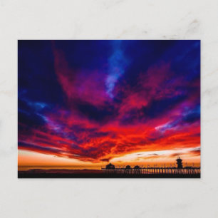 Sunset at the Pier, Huntington Beach, CA Briefkaart
