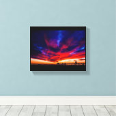 Sunset at the Pier, Huntington Beach, CA Canvas Afdruk (Insitu (Houten vloer))