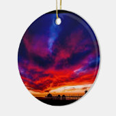 Sunset at the Pier, Huntington Beach, CA Keramisch Ornament (Links)