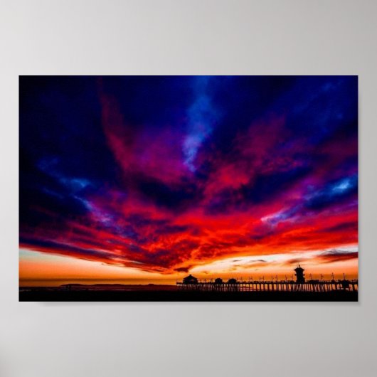 Sunset at the Pier, Huntington Beach, CA Poster (Voorkant)
